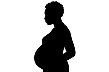 Silhouette of a pregnant woman on transparent background