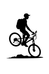 Obraz premium Silhouette of a cyclist jumping on a mountain bike on transparent background
