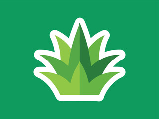 Flat Style Graphic Green Plant with White Outline Nature Icon