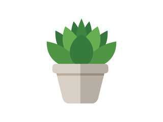 Flat Design Potted Succulent Plant Indoor Decoration Minimalist Style Illustration