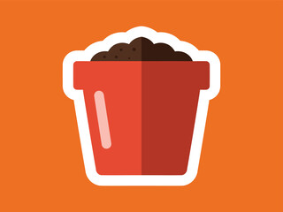 Flat Design Potted Plant with Soil for Indoor Gardening Illustration