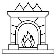 Warm Fireplace Outline Vector Design