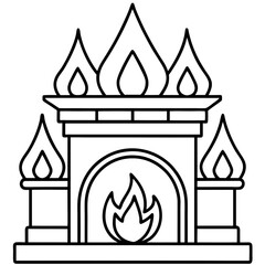 Warm Fireplace Outline Vector Design