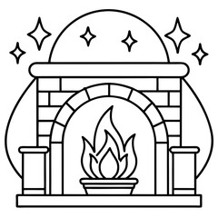 Warm Fireplace Outline Vector Design