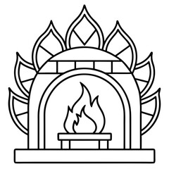 Warm Fireplace Outline Vector Design