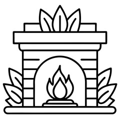 Warm Fireplace Outline Vector Design