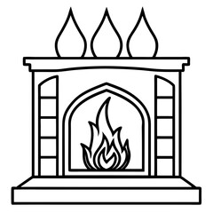 Warm Fireplace Outline Vector Design