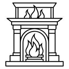 Warm Fireplace Outline Vector Design