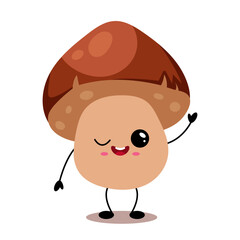 Funny kawaii mushroom cartoon character
