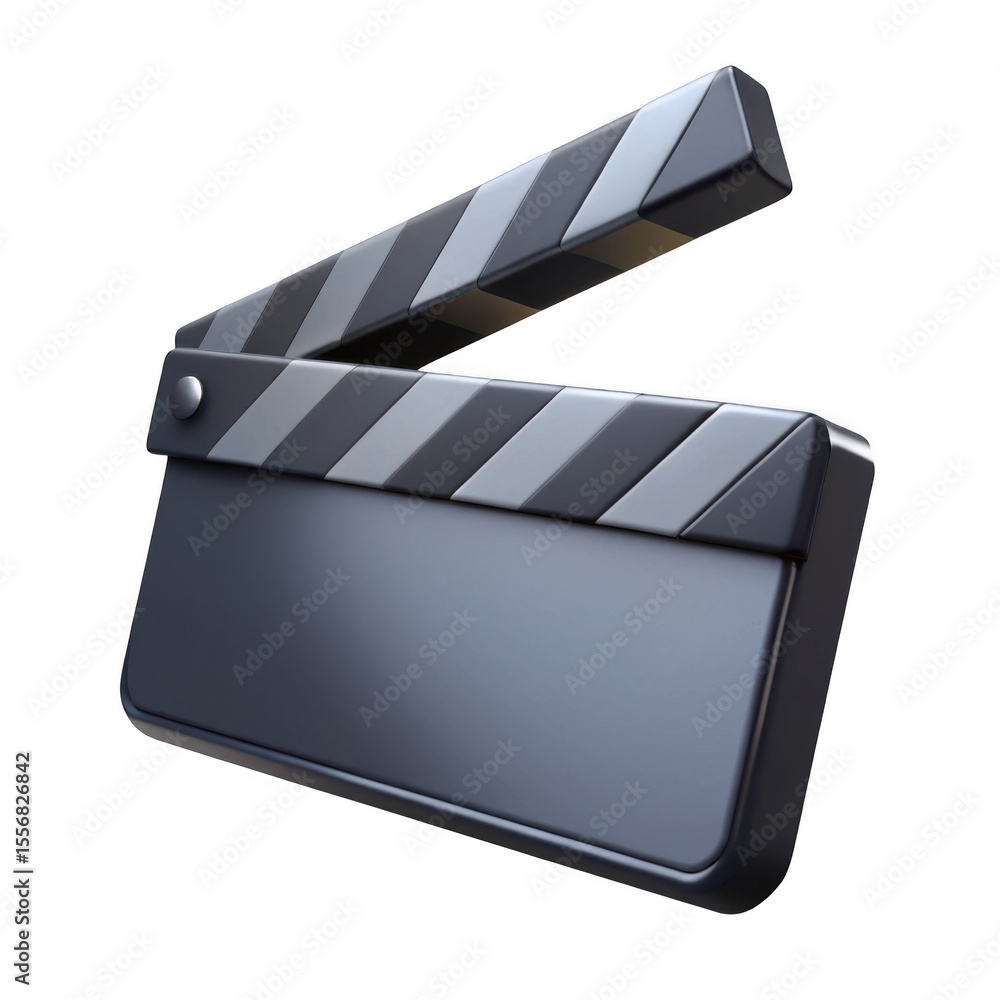 Poster 3d realistic movie clapperboard isolated on transparent background