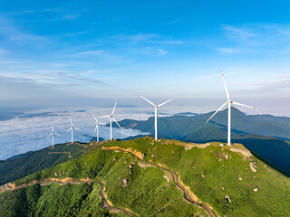wind turbines in the mountains
