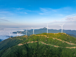 wind turbines in the mountains