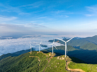 wind turbines in the mountains