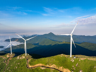 wind turbines in the mountains
