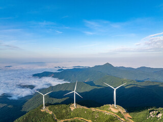 wind turbines in the mountains