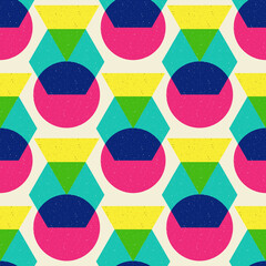 Retro risograph style seamless pattern