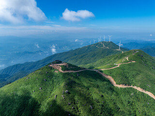 wind turbines in the mountains