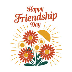 Happy friendship day floral sunburst flowers