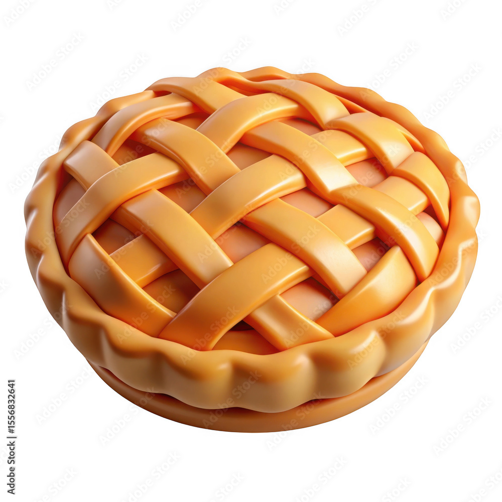 Poster 3d realistic pie crust isolated on transparent background