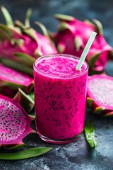 Dragon fruit smoothie with healthy drink. (1)