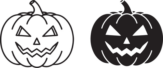 Halloween Pumpkin Jack O'Lantern Icon Set