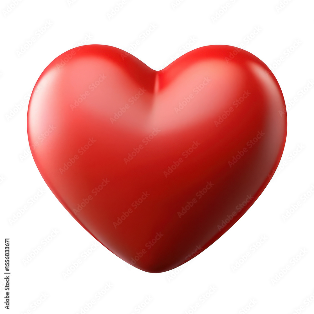 Poster 3d realistic red heart shape isolated on transparent background