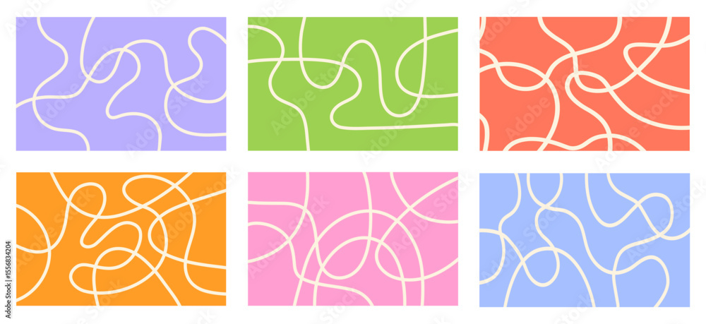 Poster Abstract set horizontal backgrounds with dynamic linear waves. Trendy vector illustration in style retro 