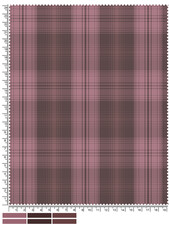 Mauve and Brown Plaid Fabric Swatch with Ruler for Measurement and Color Palette fabric swatch
