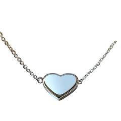 Fototapeta premium Elegant silver heart pendant necklace with a delicate chain perfect for expressing love and affection isolated on transparent background
