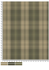 Neutral Toned Plaid Fabric Swatch with Ruler Markings for Size Reference and Color Palette swatch