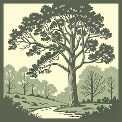Big tree isolated cartoon