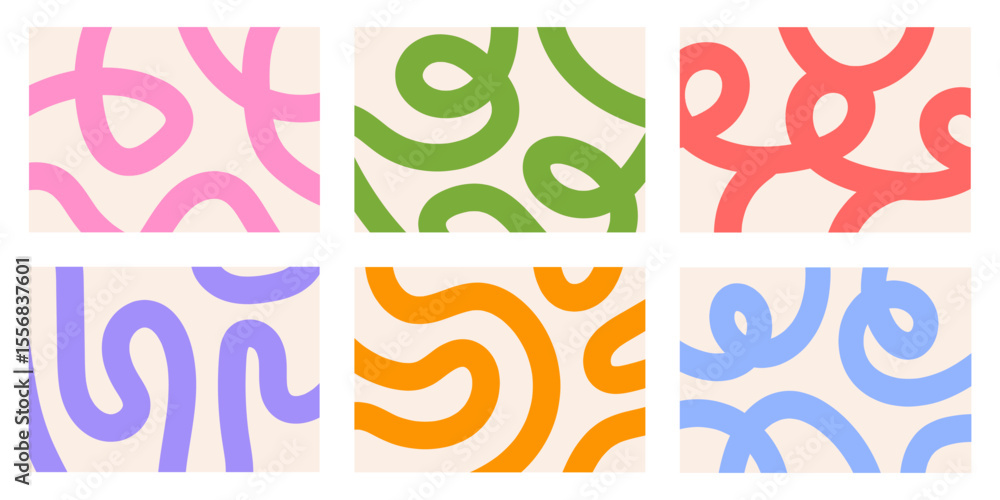 Poster Abstract set horizontal backgrounds with dynamic linear waves. Trendy vector illustration in style retro