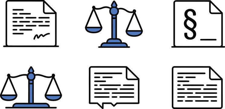 Blue Scales of Justice Icons Documents Legal Law Paragraph