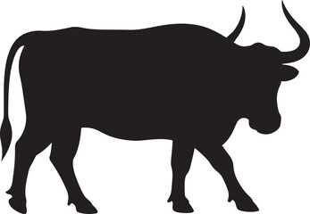 Ox silhouette, cow silhouette vector, cow icon, vector illustration