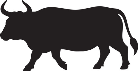 Ox silhouette, cow silhouette vector, cow icon, vector illustration