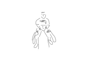  line art illustration captures a tender embrace between an adult figure and a small child. 