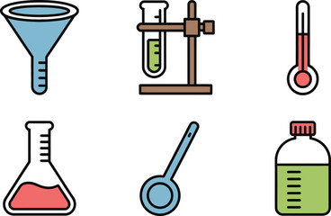 Science Lab Equipment Icons Flat Design Illustration 1