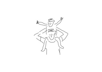  line art illustration captures a tender embrace between an adult figure and a small child. 
