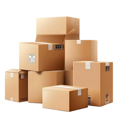 Stack of Cardboard Boxes on Black Background