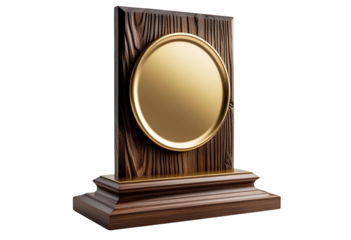 Wooden plaque with golden plate award base for elegant display