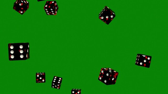 dice, Craps dice rolled, dice rolling, dice floating in the air, Floating dice animation, gaming, gambling, green background, footage, 4k footage, slow motion, animation, 4k, short video