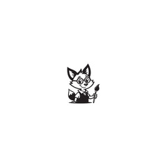 Fototapeta premium Creative Fox Painter Mascot Logo with white background. 