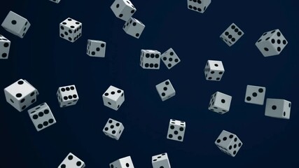 dice, Craps dice rolled, dice rolling, dice floating in the air, Floating dice animation, gaming, gambling, black background, footage, 4k footage, slow motion, animation, 4k, short video - Powered by Adobe