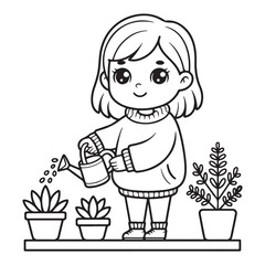 Girl Moments: Cute & Comfy” Coloring Page, Girl Moments Cute & Comfy Coloring Book Pages , Line art, Easy bold coloring page, Coloring page, Cute kawaii girl coloring page, Comfy life, Cozy moment
