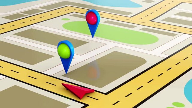 map, digital map, map pin, gps map location, pin location, location pin showing location points, Geolocation marker on the city map, footage, 4k footage, slow motion, animation, 4k, short video