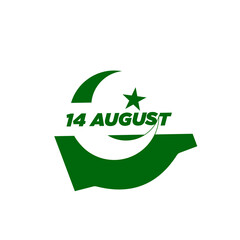 14 August Pakistan Independence Day Symbol with Crescent and Star Design