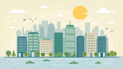 Modern city skyline urban landscape illustration