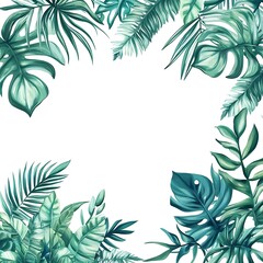 Obraz premium Tropical Leaf Frame with White Background. (18)