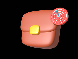 3d Vector Business Briefcase or School bag, Business, Finance, Education Concept.