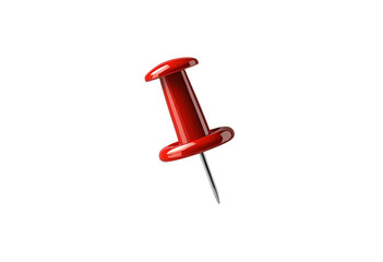 Red push pin 3D rendering cut out for office display.
